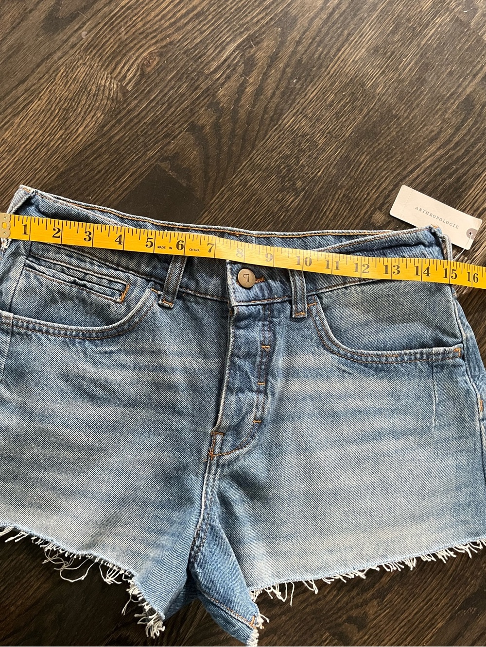NWT Anthropologie Pilcro Light Blue Cutoff High Rise Denim Shorts Size 28 - Picture 10 of 12